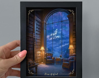 Framed House of Wind Bookshelf Decor, Acotar Night Court Velaris Art, Bookish Smut Romantasy Reader Gift, Library Book Nook Print