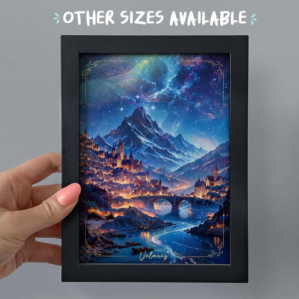 Framed Velaris Bookshelf Decor Painting, ACOTAR Night Court Art Print, Cozy Bookish Smut Reader Booktok Romantasy Gift, Library Reading Nook