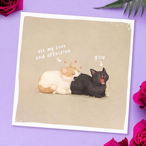 Funny Cats Card, Anniversary Romantic Greeting Love Gift image 1