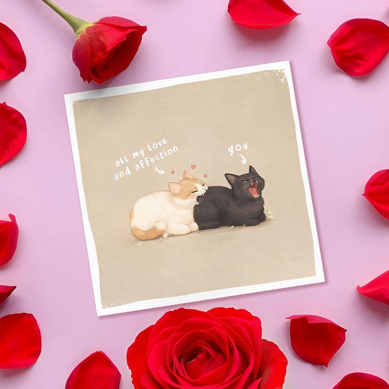 Funny Cats Card, Anniversary Romantic Greeting Love Gift image 7