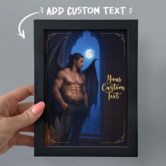 Framed Personalised Cassian Bookshelf Decor, Romantasy Gift, Bat Boys Acotar Print, Bookish Reader Spicy Smut Painting, Book Nook Decoration