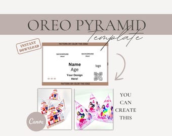 Cookies Wrap Template, Pyramid Bag Template, Triangular Bag Template, Canva Cookies Template