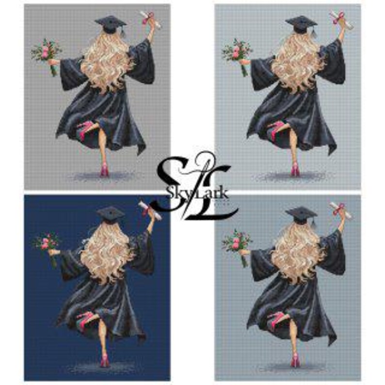 Girls Graduation Patterns Graduation Girl Cross Stitch Pattern – PDF Embroidery Design – Modern ...