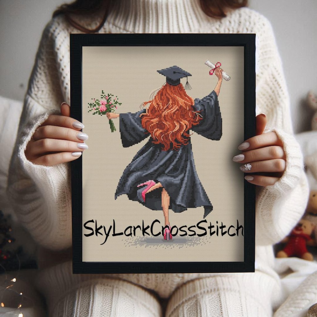 Girls Graduation Patterns Graduation Girl Cross Stitch Pattern – PDF Embroidery Design – Modern ...