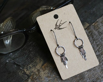 Dainty Silver Ox Mini Hoop Dangle Earrings