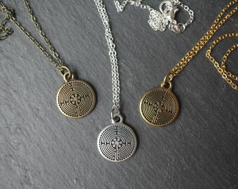 Ancient Labyrinth Symbol Necklace - Healing, Wholeness, Centering
