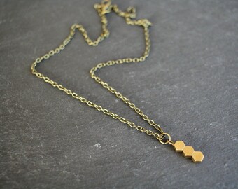 18" Dainty Indie Hexagon Bar Necklace