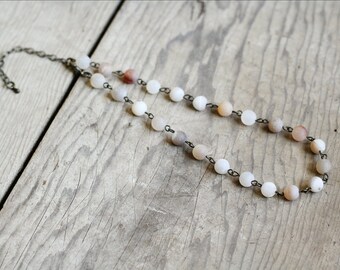 Druzy Quartz Gemstone Beaded Chunk Choker Necklace