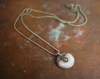 Indie Earthy Caribbean Water Ceramic Coin Necklace Mini