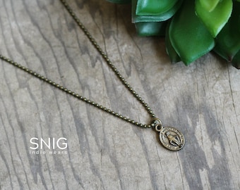 Dainty Indie Antique Bronze Mother Mary Necklace