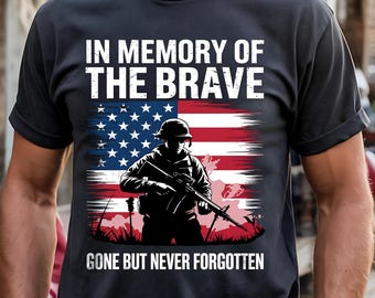Memorial Day Tribute T-Shirt: Distressed American Flag, Fallen Soldier