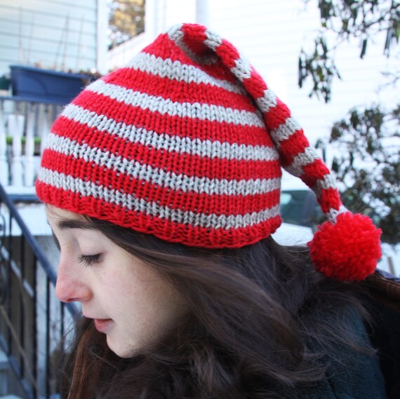 Long Tail Pixie Hat/stocking Cap With 