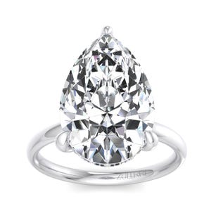 5 Carat Pear Lab Grown Diamond Ring / 2mm Solitaire Band Hidden Halo/ 5 CT Pear Cut VS1-E IGI Certified / Pear Engagement Ring
