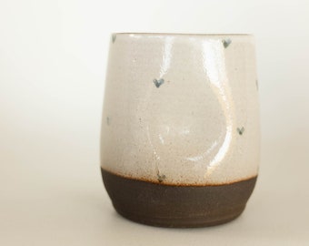 miss sylva : chocolate tiny hearts *handmade ceramic thumb indent mug*