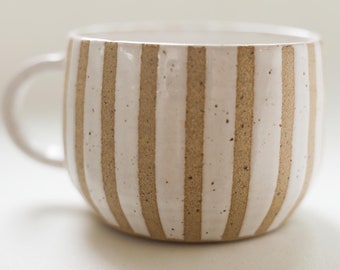 curvy miss charlotte *white striped handmade ceramic mug*
