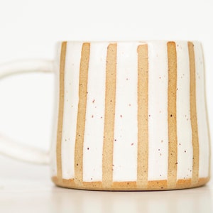 miss harriette *white striped handmade ceramic mug*