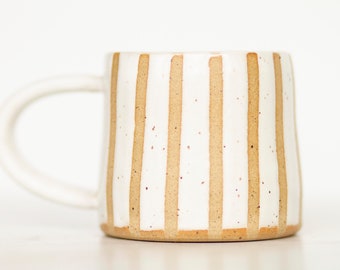 miss harriette *white striped handmade ceramic mug*