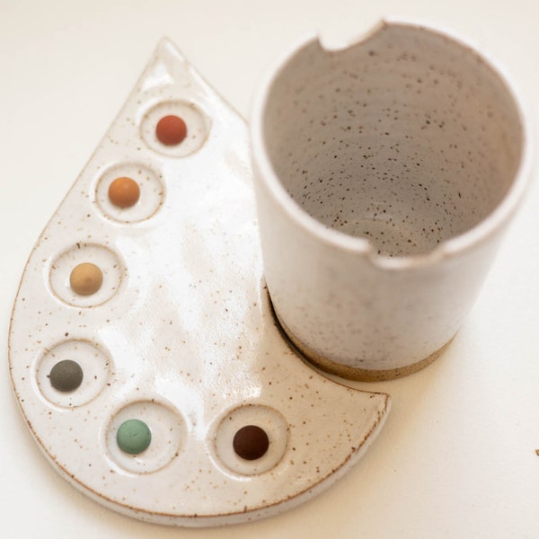 miss painterly  simple raindrop nesting palette: handmade ceramic painting palette set