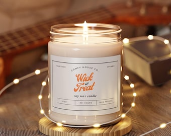 Wick or Treat fall candle, fall candle, Halloween candle, home decor, all natural candle, Multiple Scents Soy Candle, 9oz