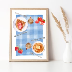 Aardbeikunstafdruk | Muurkunst | Trendy muurprint | Wanddecoratie | Digitale afdruk | Aquarelkunst | Muurkunst keuken | Fruitkunst