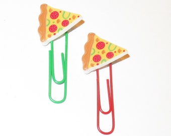 Pizza Paper Clips for Planners, Pizza Slice, Gift for Pizza Lover, Girls Party Favors, Pizza Bookmark, Recipe Finder, Bookmark for Cookbook