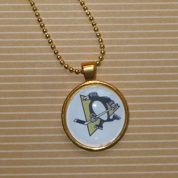 Pittsburgh Penguins Necklace, Pendant, Jewelry, Charm, Black and Gold, Pittsburgh Gift, Penguins Hockey Fan, Go Pens, Steel City, Key Chain