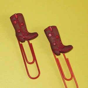 2 Cowboy Boot Paper Clips for Planners, Organizers, Journals, Bookmarks, Page Markers, Country, Western, Cowgirl, Favors, Jumbo Paper Clips