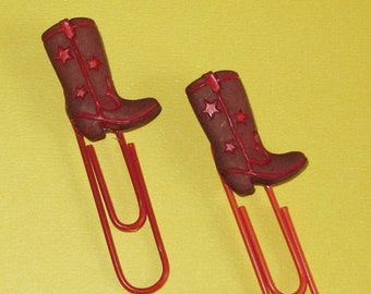 Cowboy Boot Paper Clips for Planners, Organizers, Journals, Bookmarks, Page Markers, Western, Country, Cowgirl, Favors, 2 Jumbo Paper Clips