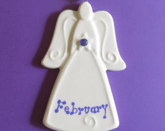 February Birthstone, Angel Ornament, Guardian Angel, New Baby Gift, Mother's Day Gift for Mom, Grandma, Birth Month, Purple, Baby Memorial