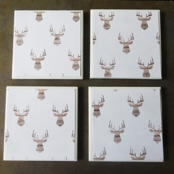 Deer Head, Buck, Stag Coasters, Cabin, Rustic, Lodge, Forest, Woodland Creatures, Deer Hunter, Antlers, Deer Hunting, Trophy Decor, Men, Dad