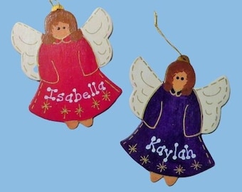 Personalized Angel Ornament, Farmhouse, Rustic Angel, Name Ornament, Hanging Religious Decoration, Angel Gift Tag, Wood Angel, Memory Angel
