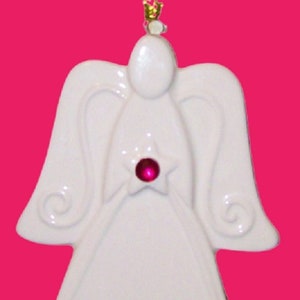 Ornement dange en pierre de naissance de janvier en porcelaine, cadeau de bébé, moment danniversaire, ange commémoratif, cadeau danniversaire de janvier, décoration de pépinière, pour maman image 2