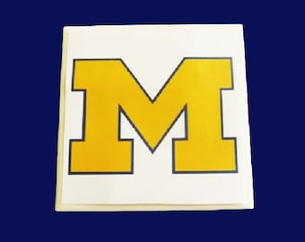 University of Michigan Decor, Set of 4, Ceramic Tile Drink Coasters, Michigan Fan, Wolverine Fans, Graduation, Alumni Gift