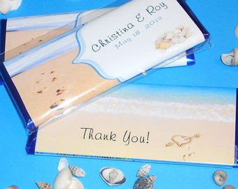 Beach Themed Favor - Wrapped Chocolate Candy Bars - Set of 12 - for Wedding, Engagement Party, Rehearsal Dinner, Bridal Shower, Sweet 16