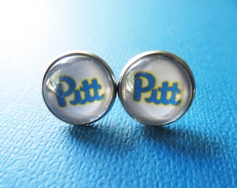 Pitt Earrings, University of Pittsburgh Jewelry, Post, Stud, Pitt School Spirit, Fan, Alumni, Roommate, Sorority Gift, Pitt Mom, Panthers