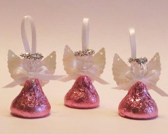 Boy, Girl Baptism Favor, 10 PINK or BLUE Chocolate Candy Angels, First Communion Favor, Baby, Bridal Shower, Religious Favor, Christening