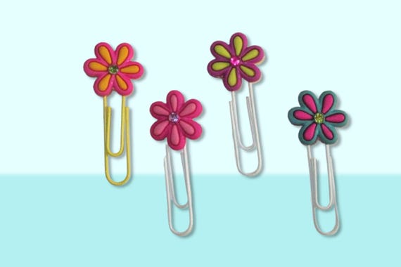 2 Flower Bookmarks, Flower Paper Clips, Office Supply, Gift for Gardener, Mom, Grandma, Her, Floral Bookmark, Fun Bookmarks, Whimsical Clip