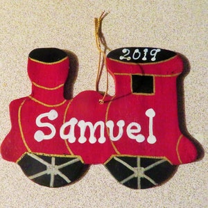 Personalisierte Holz-Zug-Ornament, Weihnachtsbaum-Dekoration, junge Partei gefallen, Geschenk für Klassenkameraden, Zug Geburtstagsparty, Kind Ornament Rot