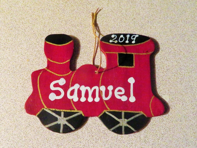 Personalisierte Holz-Zug-Ornament, Weihnachtsbaum-Dekoration, junge Partei gefallen, Geschenk für Klassenkameraden, Zug Geburtstagsparty, Kind Ornament Rot