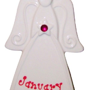 Ornement dange en pierre de naissance de janvier en porcelaine, cadeau de bébé, moment danniversaire, ange commémoratif, cadeau danniversaire de janvier, décoration de pépinière, pour maman image 4