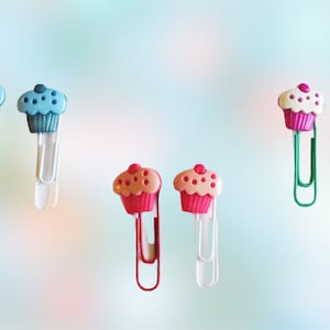 Cupcake Paper Clips, Gift for Baker, Kids, Girls Party Favors, Planner Clips, Recipe Finder, Cookbook Bookmark, Dessert, Cupcake Lover image 1