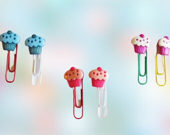 Cupcake Paper Clips, Gift for Baker, Kids, Girls Party Favors, Planner Clips, Recipe Finder, Cookbook Bookmark, Dessert, Cupcake Lover