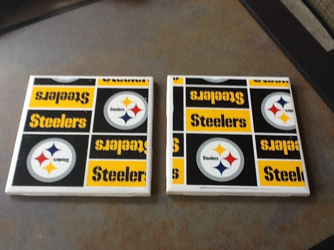 4 Steelers Coasters Gift for Men Dad Grandpa Steelers Etsy