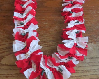 Red and White Fabric Lighted Garland, Graduation Party Decor, Dorm Lights, Valentine's Day, Christmas, School Spirit, Game Day, Mantel Decor