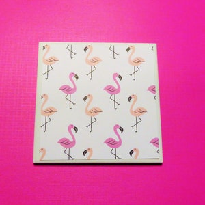 4 Pink Flamingo Coasters, Bird Lover Gift, Gifts for Her, Tropical Coasters, Gift for Mom, Grandma, Birthday, Mother's Day Gift, New Home image 3