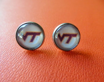Virginia Tech Earrings, VT Hokies Jewelry, VTech Post, Stud Earrings, Game Day Accessories, Gift for Fan, Alumni, Sorority, Mom, Student