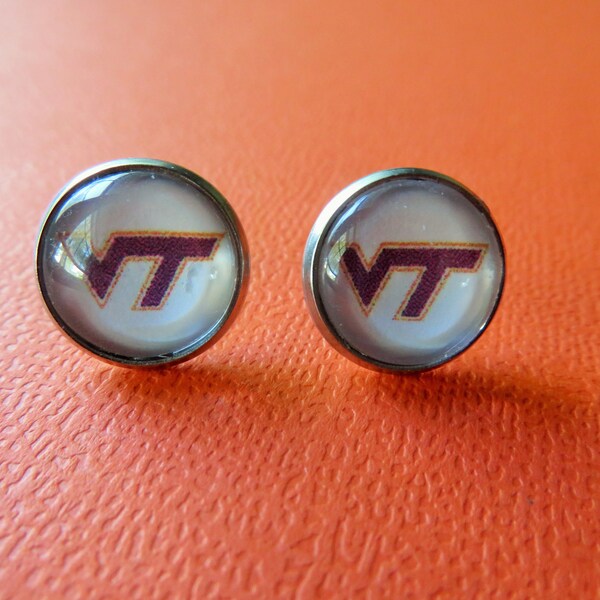 Virginia Tech Earrings, VT Hokies Jewelry, VTech Post, Stud Earrings, Game Day Accessories, Gift for Fan, Alumni, Sorority, Mom, Student