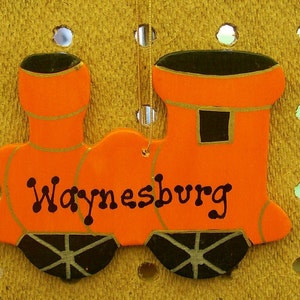 Personalisierte Holz-Zug-Ornament, Weihnachtsbaum-Dekoration, junge Partei gefallen, Geschenk für Klassenkameraden, Zug Geburtstagsparty, Kind Ornament Orange