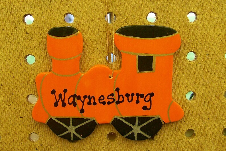 Personalisierte Holz-Zug-Ornament, Weihnachtsbaum-Dekoration, junge Partei gefallen, Geschenk für Klassenkameraden, Zug Geburtstagsparty, Kind Ornament Orange