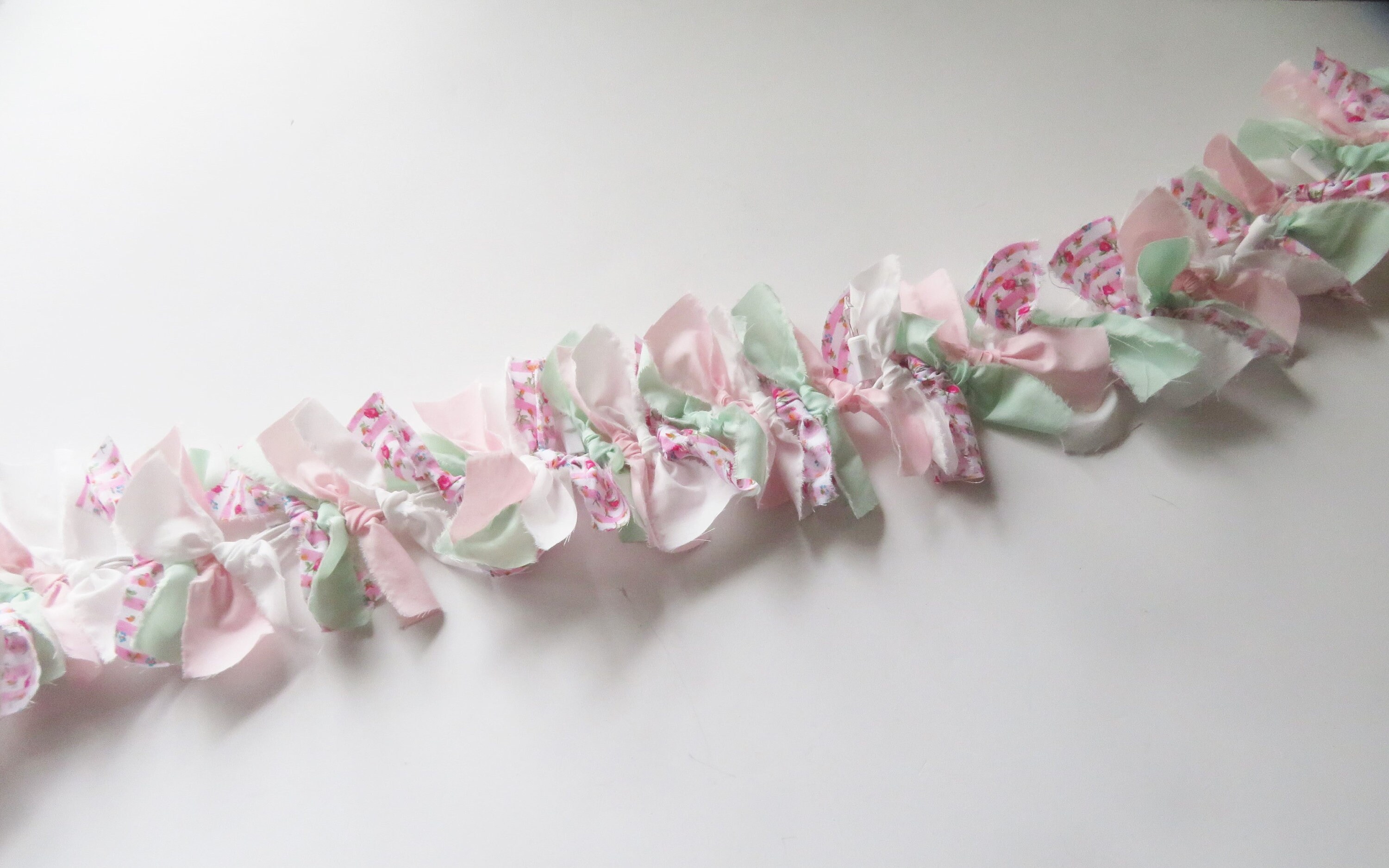Spring Rag Garland, Mantel, Window, Fireplace, Bannister, Table Decor ...
